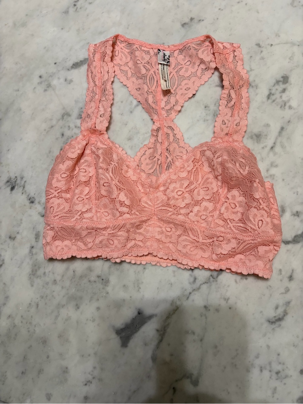 Free People Peach Lace Racerback Bralette
